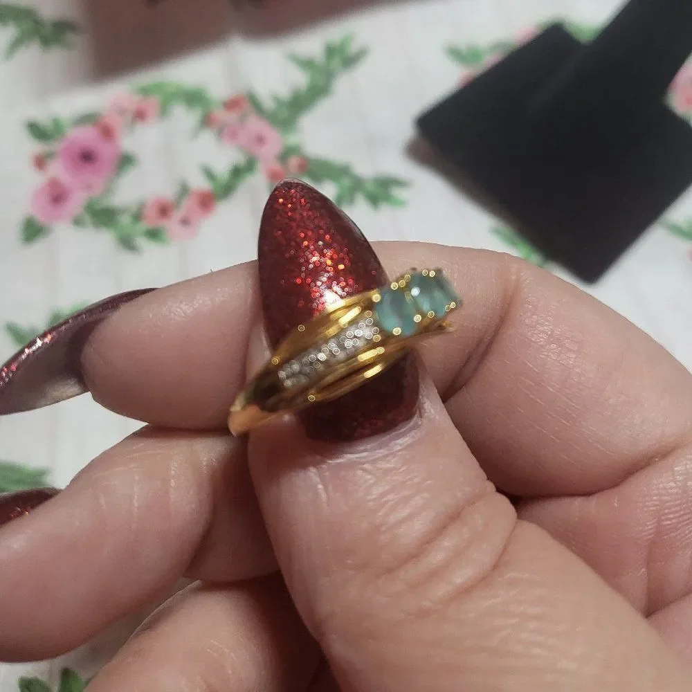 Grandidierite and Natural White Zircon Sterling Silver Ring